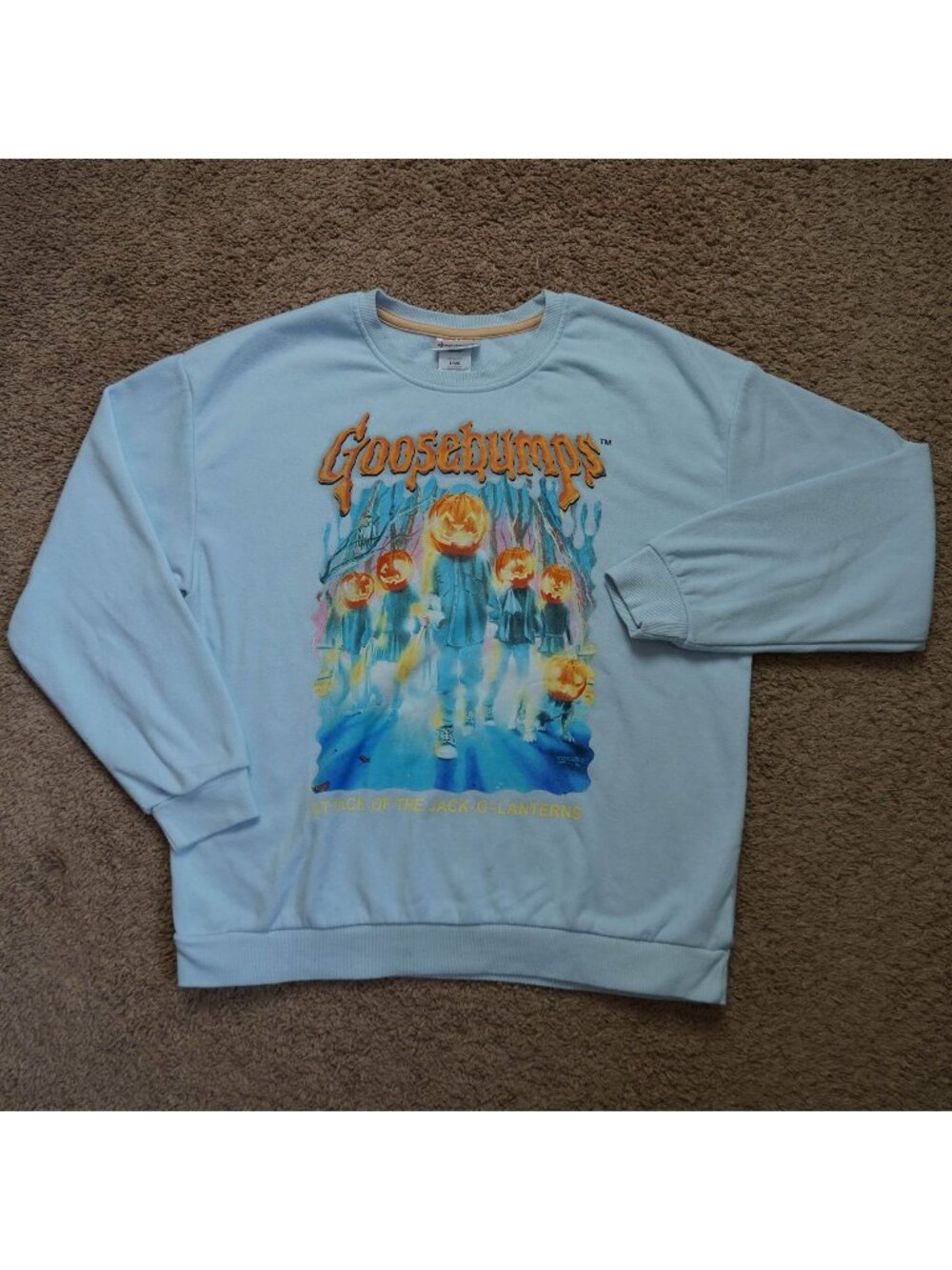 Goosebumps Sweatshirt Womens L Attack of the Jack O Lanterns Halloween Graphic